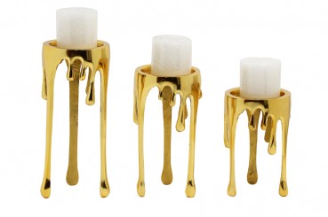 Gold Tear Drop Candle Holder Set