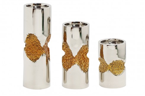 Nickel Ashley Candle Holder Set Nickel Ashley Candle Holder Set