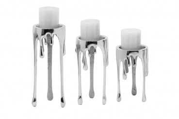 Nickel Tear Drop Candle Holder Set