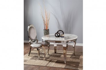 Silver Round Tusk Dining Table