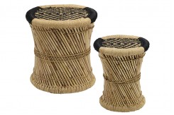 Black Classic Bamboo Stool Set
